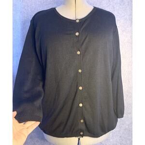 Talbots Black Silk Blend Cardigan, Women's Size L, Classic Long Sleeves Academia